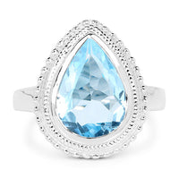 5.30 Carat Genuine Blue Topaz .925 Sterling Silver Ring