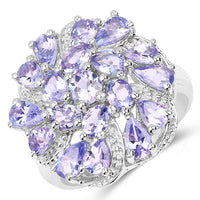 3.35 Carat Genuine Tanzanite .925 Sterling Silver Ring