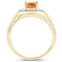 14K Yellow Gold Plated 1.36 Carat Genuine Citrine & White Topaz .925 Sterling Silver Ring