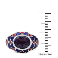 2.16 Carat Genuine Amethyst & White Diamond .925 Sterling Silver Ring