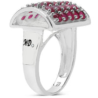 3.01 Carat Genuine Ruby & White Diamond .925 Sterling Silver Ring
