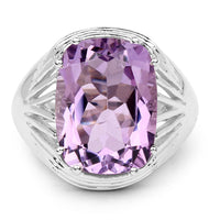 10.02 Carat Genuine Amethyst .925 Sterling Silver Ring