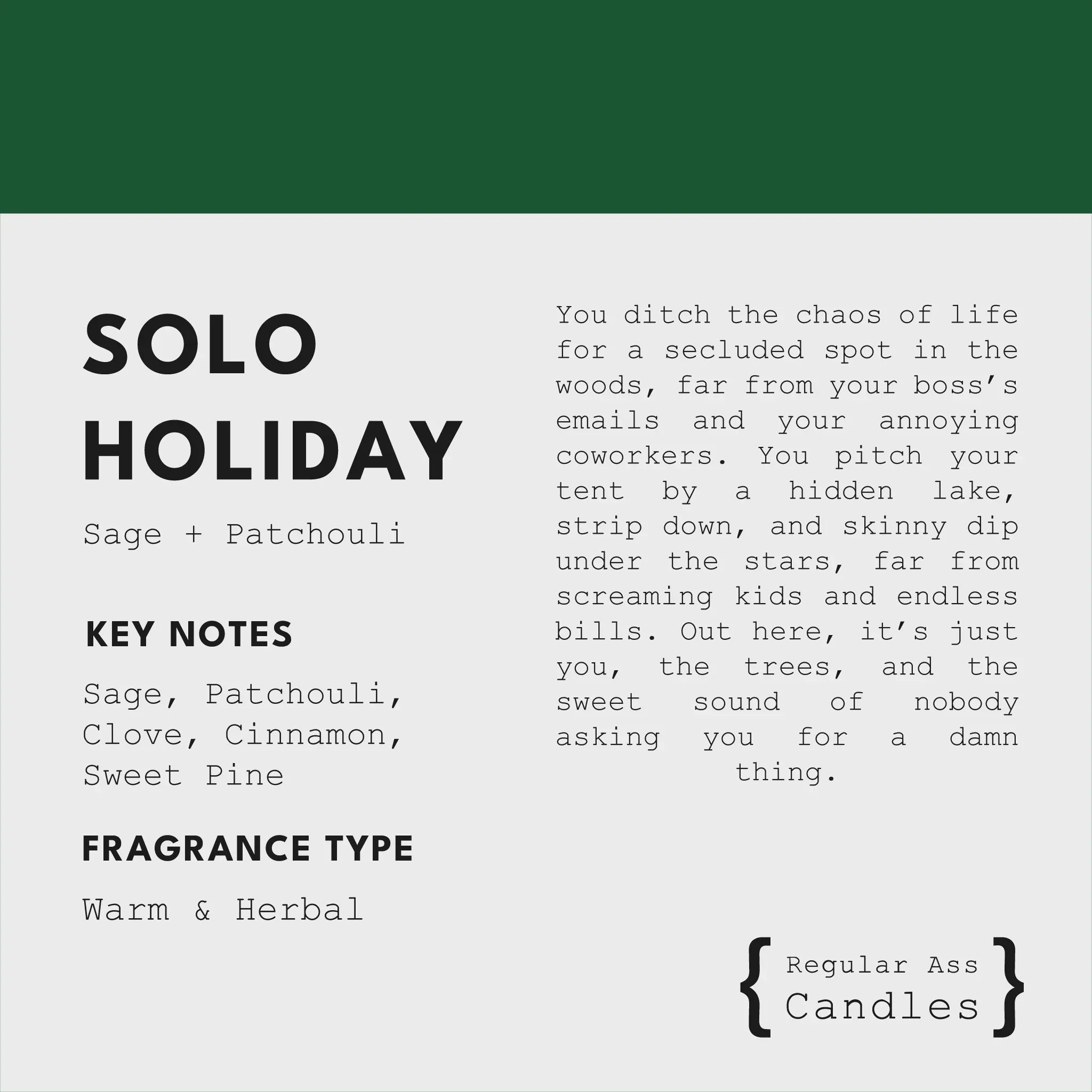 Solo Holiday, Sage + Patchouli 11oz Candle - BIG FRENCHIES