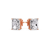 Certified Basket Stud Earrings Set With Radiant Cut Diamonds (1.00ct - 4.00ct)
