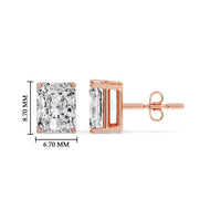 Certified Basket Stud Earrings Set With Radiant Cut Diamonds (1.00ct - 4.00ct)