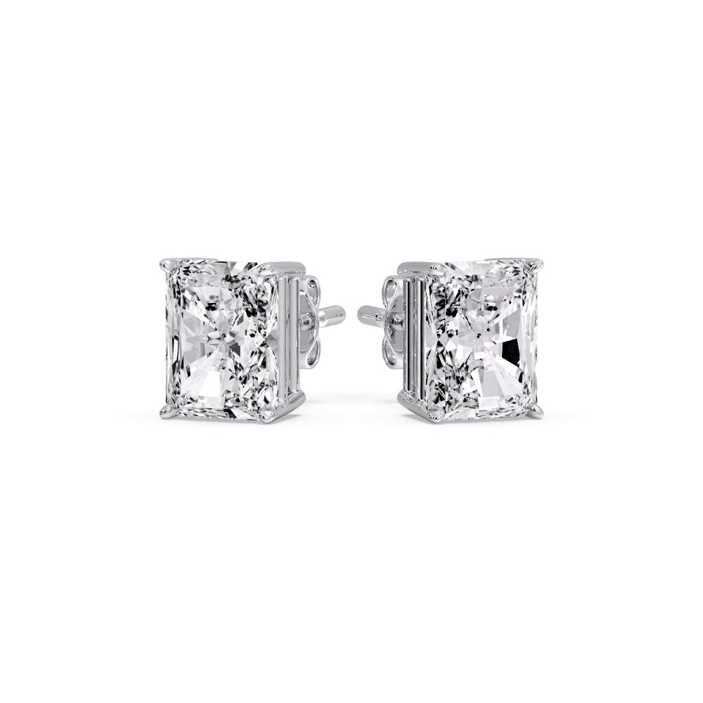 Certified Basket Stud Earrings Set With Radiant Cut Diamonds (1.00ct - 4.00ct)