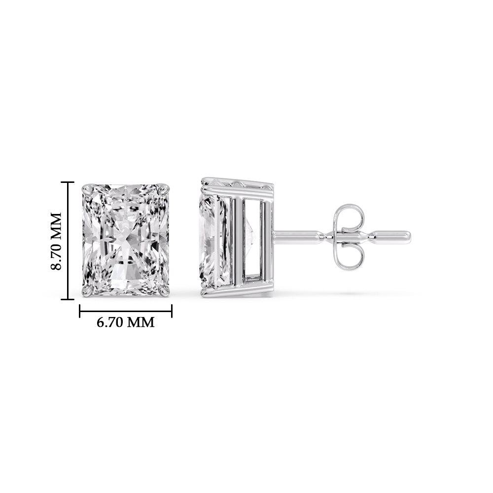 Certified Basket Stud Earrings Set With Radiant Cut Diamonds (1.00ct - 4.00ct)