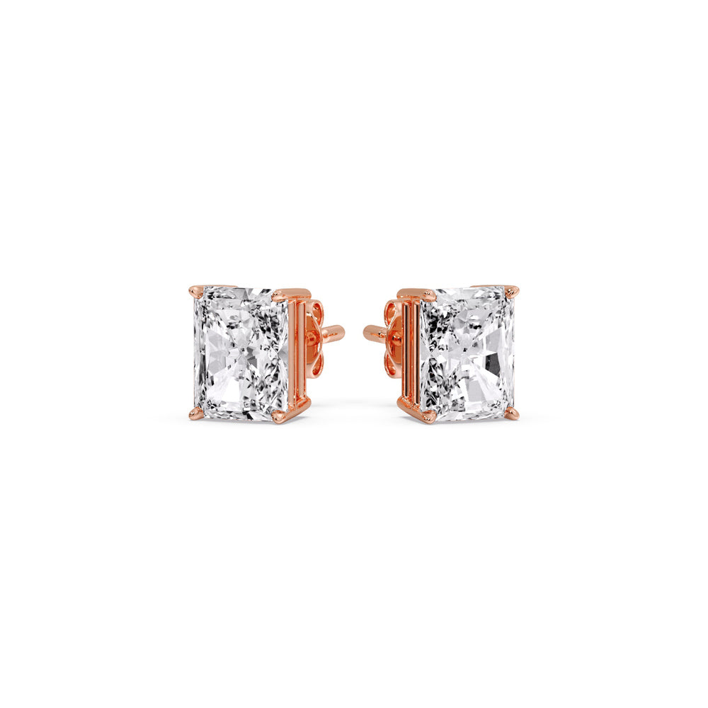 Certified Basket Stud Earrings Set With Radiant Cut Diamonds (1.00ct - 4.00ct)