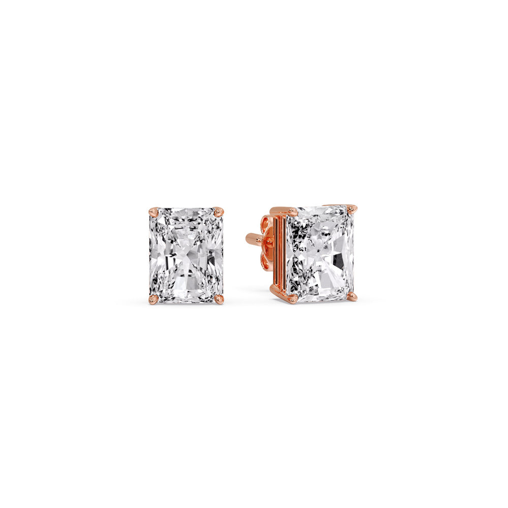 Certified Basket Stud Earrings Set With Radiant Cut Diamonds (1.00ct - 4.00ct)