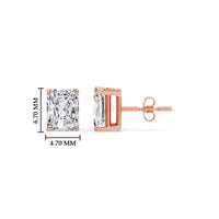 Certified Basket Stud Earrings Set With Radiant Cut Diamonds (1.00ct - 4.00ct)