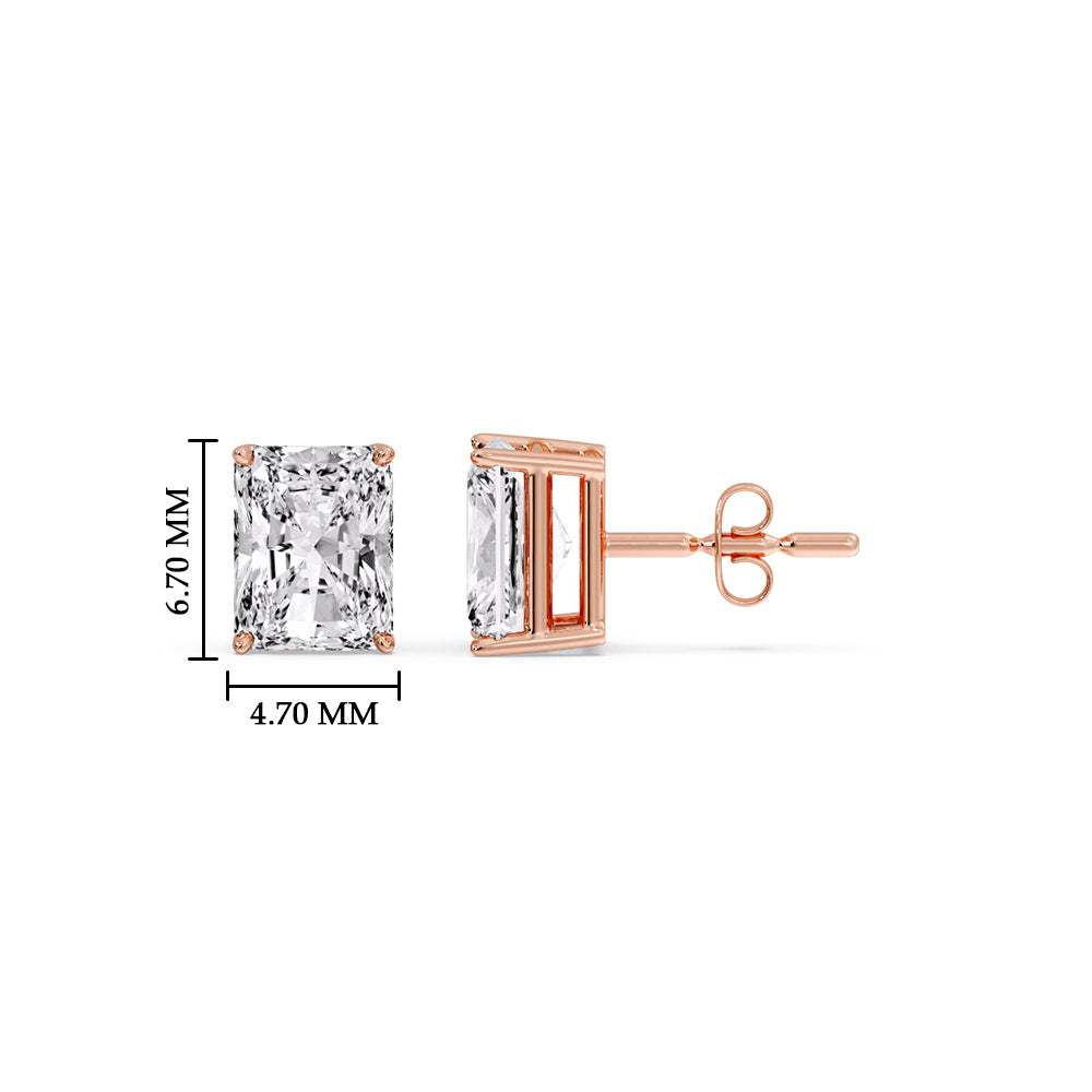 Certified Basket Stud Earrings Set With Radiant Cut Diamonds (1.00ct - 4.00ct)