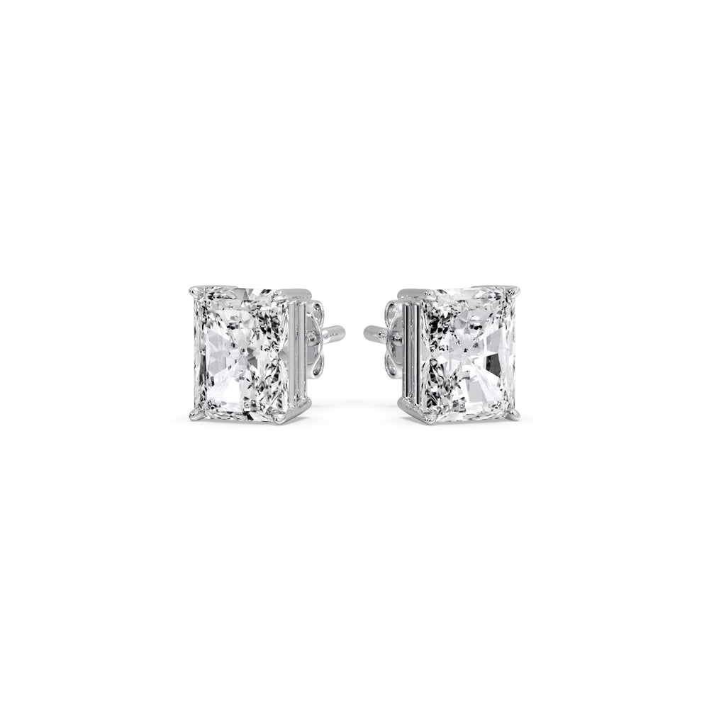 Certified Basket Stud Earrings Set With Radiant Cut Diamonds (1.00ct - 4.00ct)
