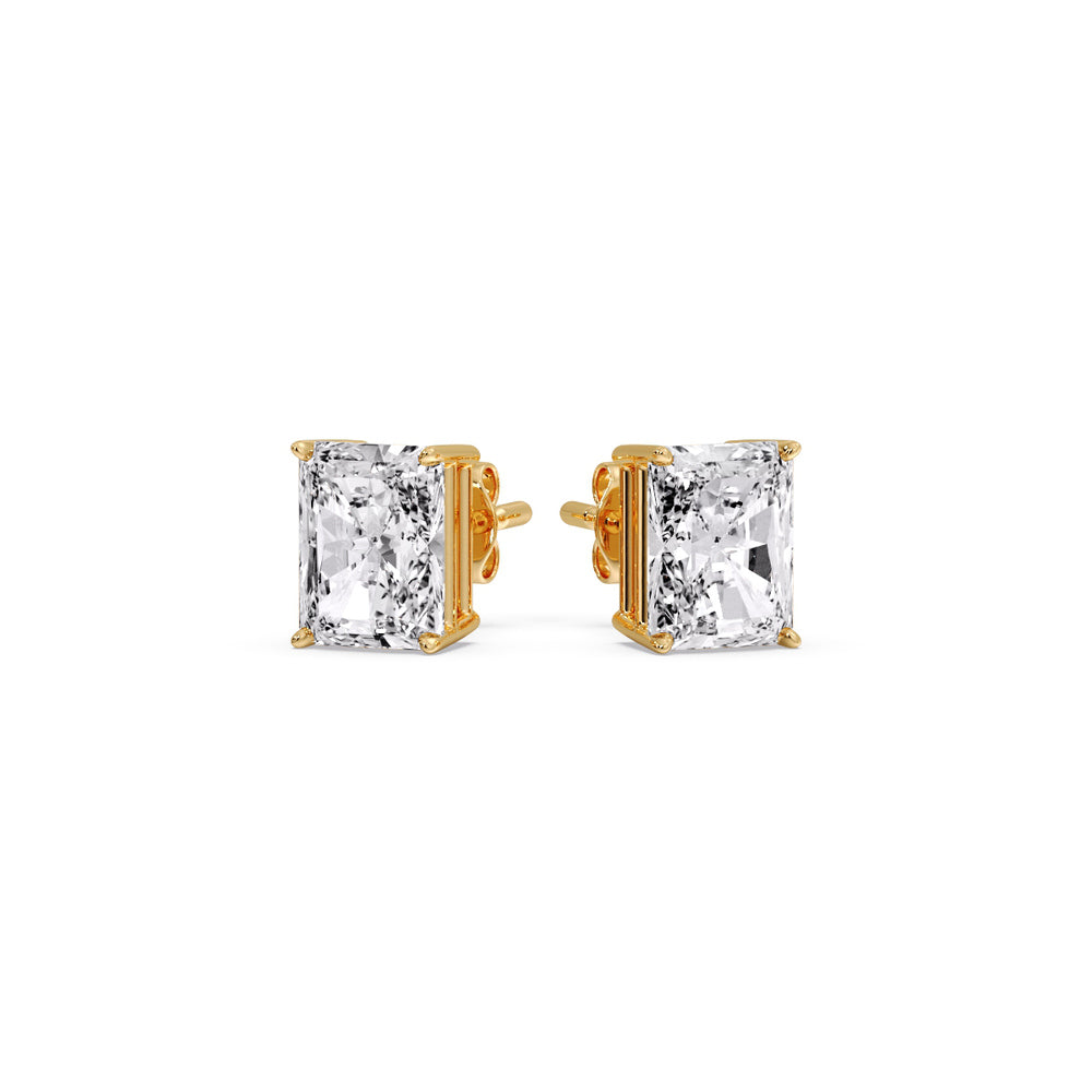 Certified Basket Stud Earrings Set With Radiant Cut Diamonds (1.00ct - 4.00ct)
