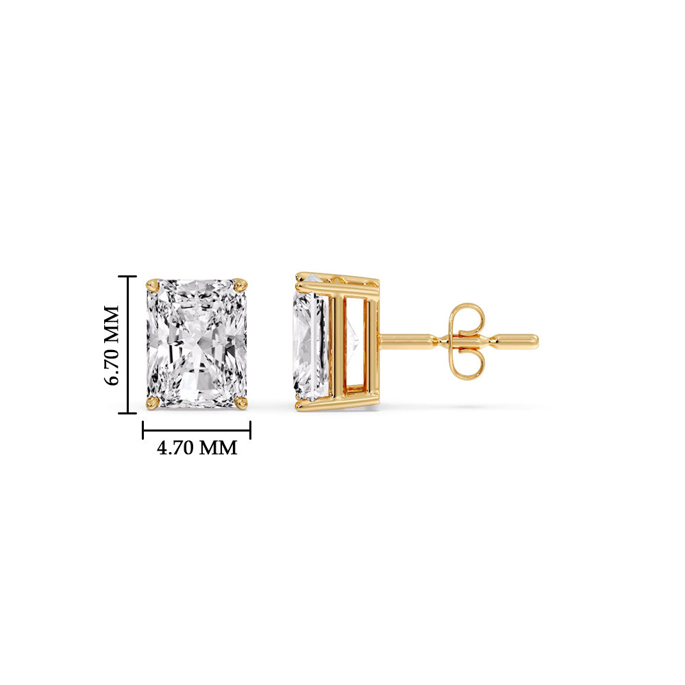 Certified Basket Stud Earrings Set With Radiant Cut Diamonds (1.00ct - 4.00ct)