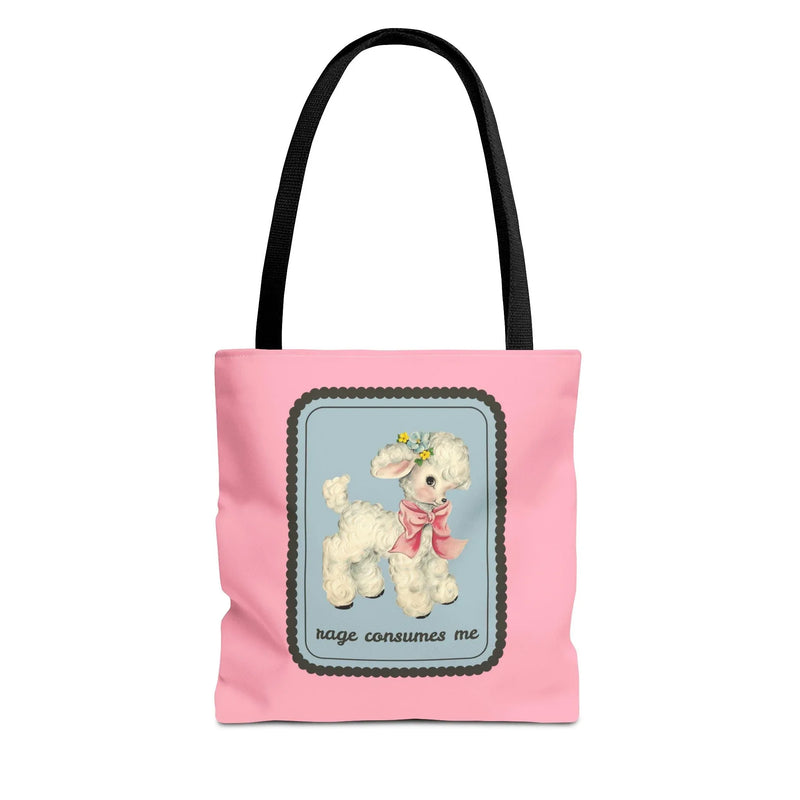 Rage Consumes Me Tote Bag with Flowers and Sheep - BIG FRENCHIES