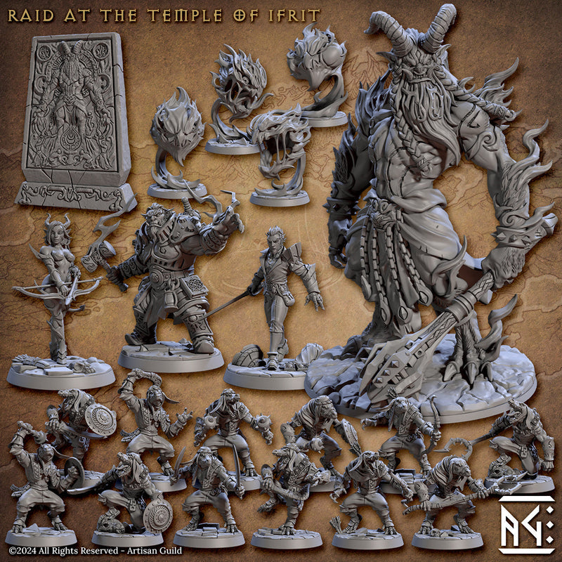 Raid at the Temple of Ifrit: Complete Set-3D Printed Miniatures-BIG FRENCHIES-All Systems Go Games