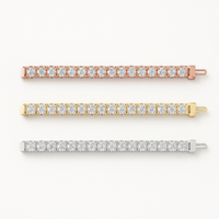 Set of Three 6ctw Created Moissanite Tennis Bracelets – 3mm Stones – 14K Gold Overlay in White, Yellow & Rose Gold