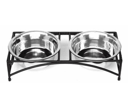 PetsStop Regal Low Rise Double Raised Dog Feeder, Small – 3-Inch Stand for Short-Legged Dogs with 1-Quart Bowls