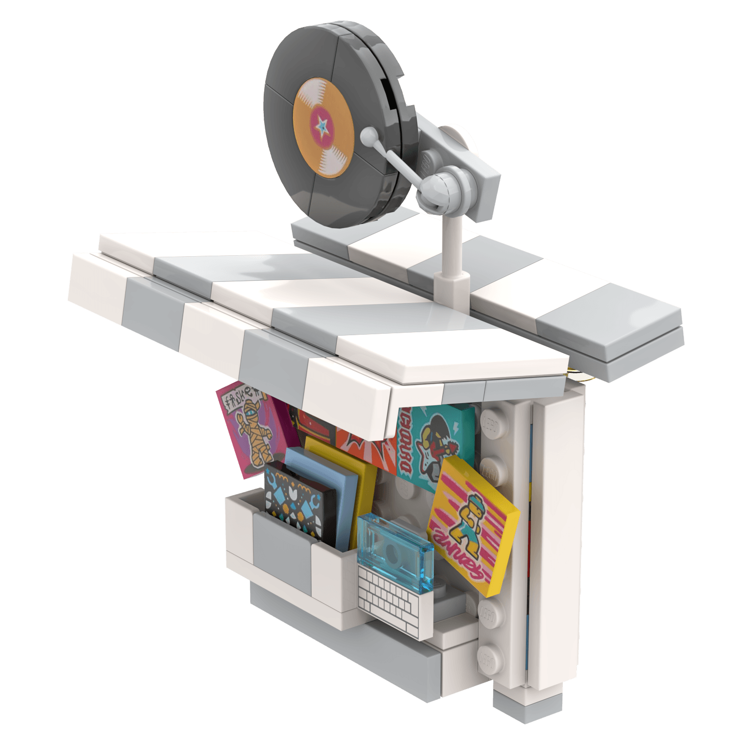 Record Kiosk  - Market Stall - Custom Build Kit - Made Using LEGO® Parts