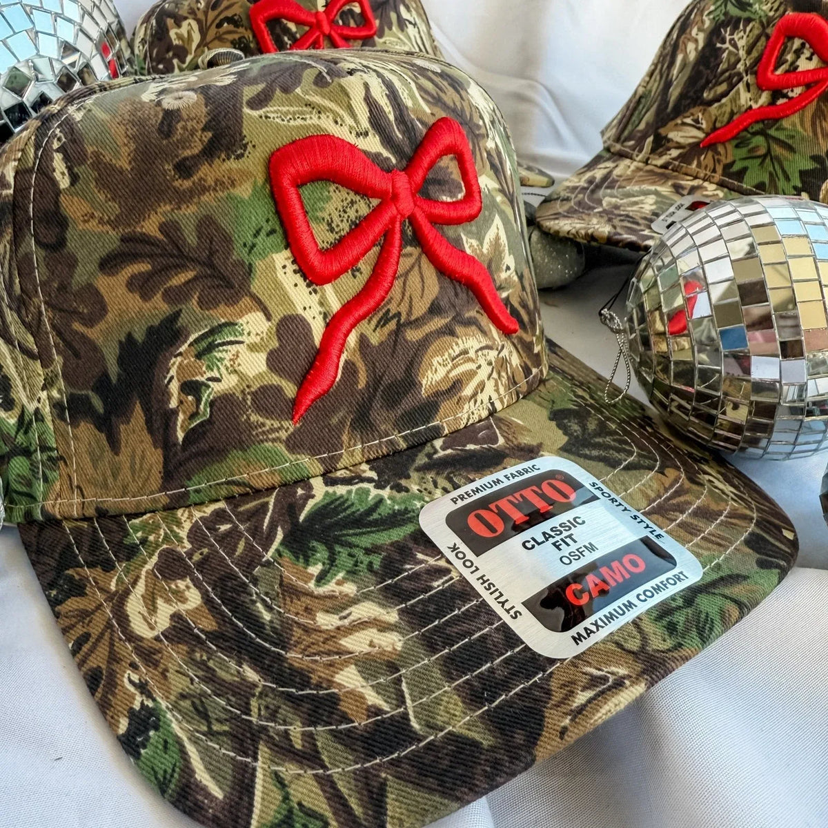 Red Bow Camo- Trucker Hat - BIG FRENCHIES