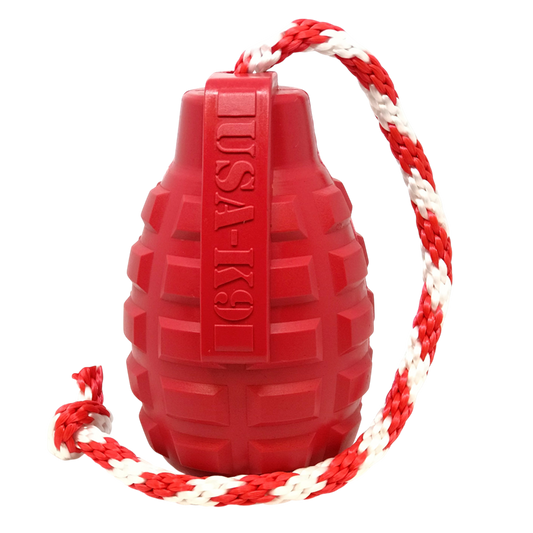USA-K9 Grenade Rubber Dog Chew Toy | K9 Handler Reward Toy | Blue | USA Made - BIG FRENCHIES