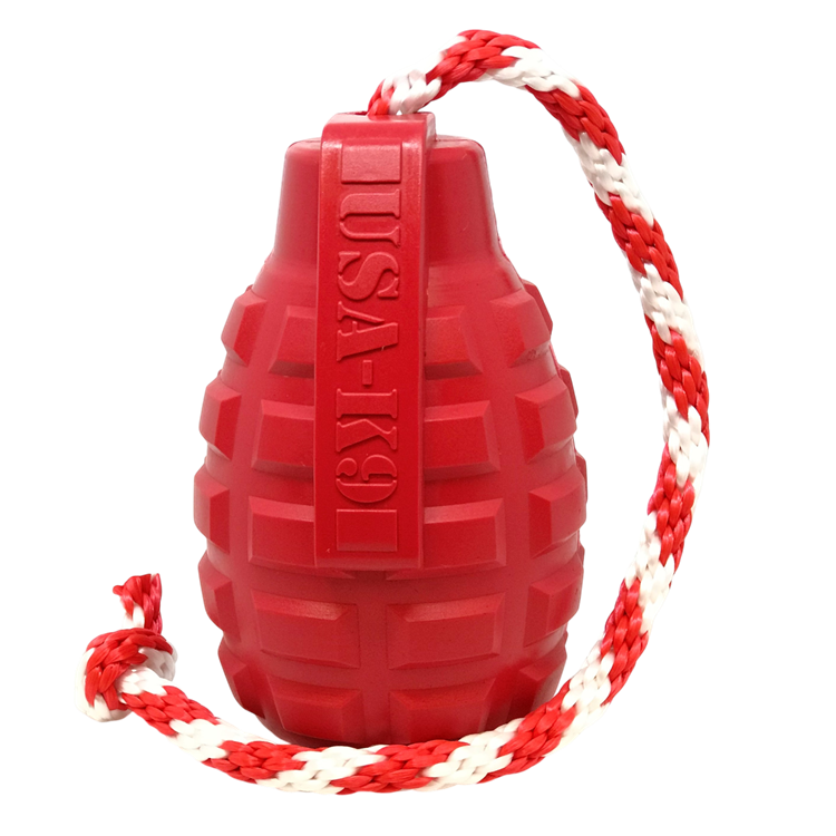 USA-K9 Grenade Rubber Dog Chew Toy | K9 Handler Reward Toy | Blue | USA Made - BIG FRENCHIES