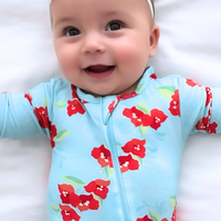 Amalfi Coast Red Flower Zippered Romper