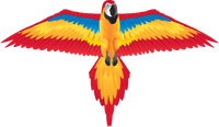 FantasyFliers Red Macaw Nylon Kite, 70 Inches Wide