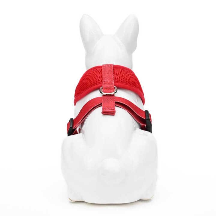 EcoBark Chery Red Dog Harness - Over-the-Head Soft Mesh Dog Vest Halter for Small to Medium Dogs and Puppies - BIG FRENCHIES