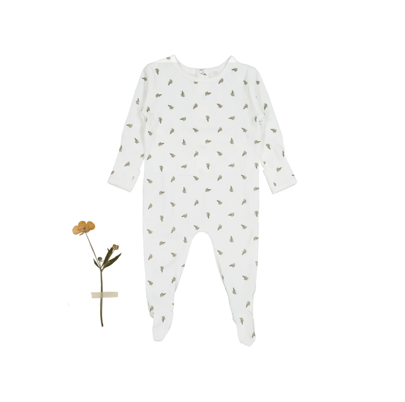 The Printed Romper - White Leaf - BIG FRENCHIES