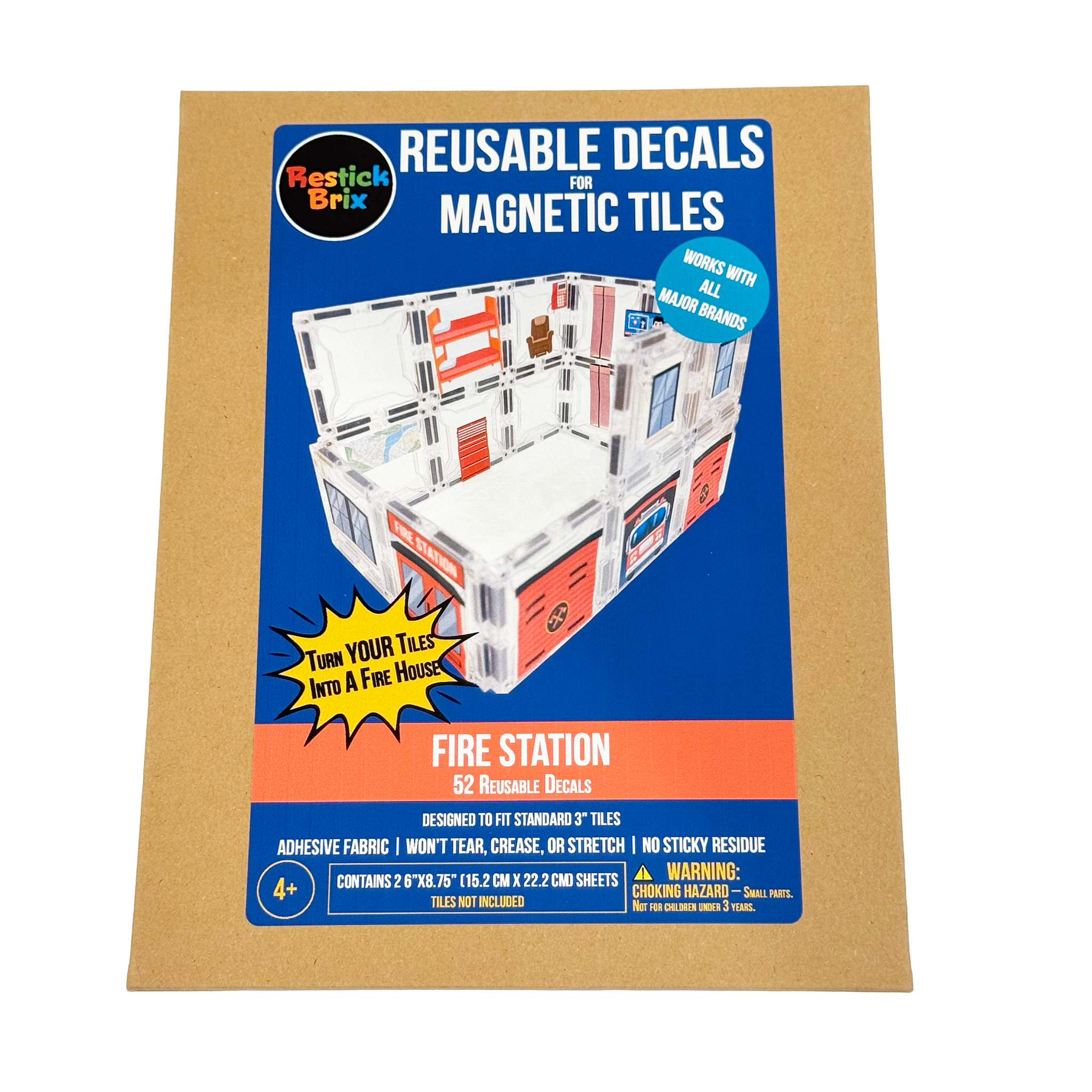 Fire Station: Reusable Decals for Magnetic Tiles