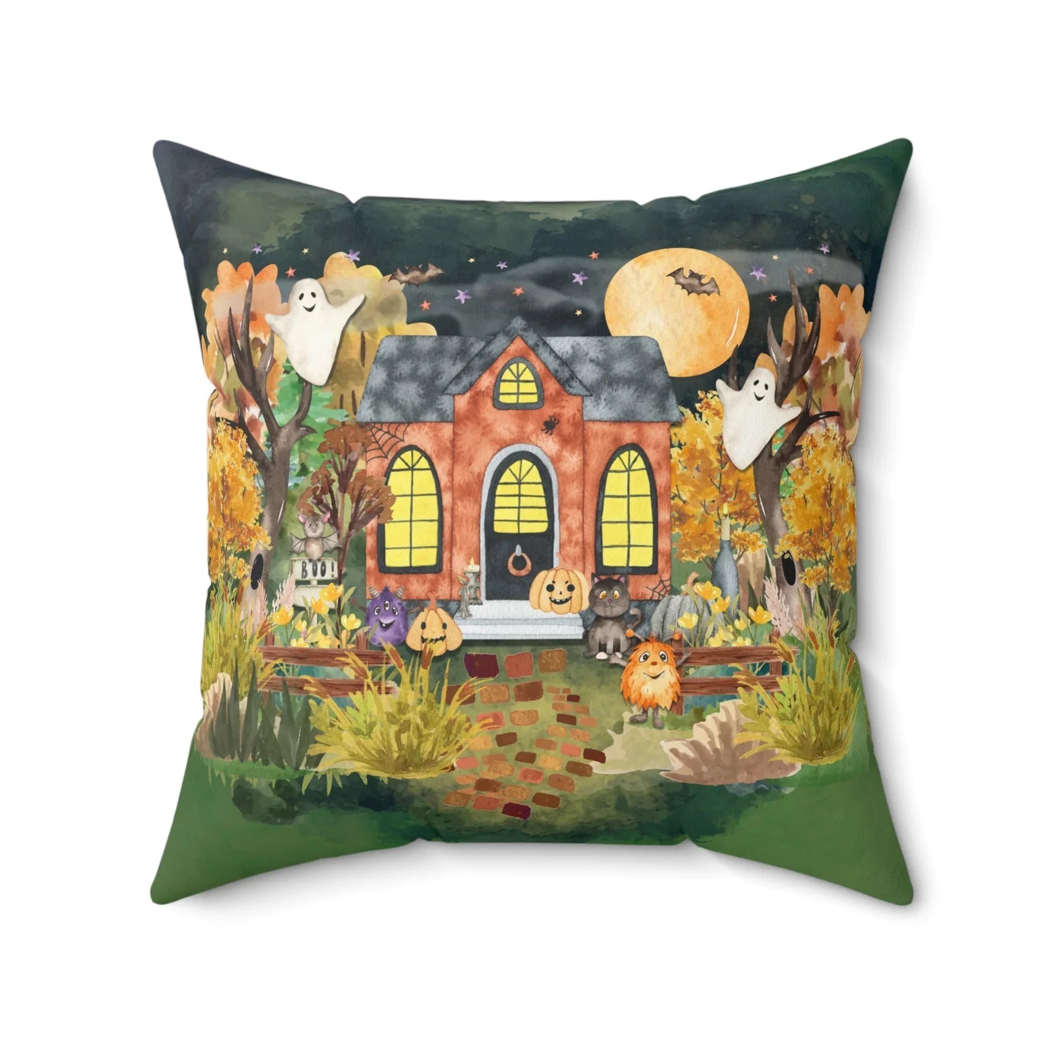Retro Halloween Pillow with Cute Ghosts and Monsters | Halloween Gift for Mom - BIG FRENCHIES