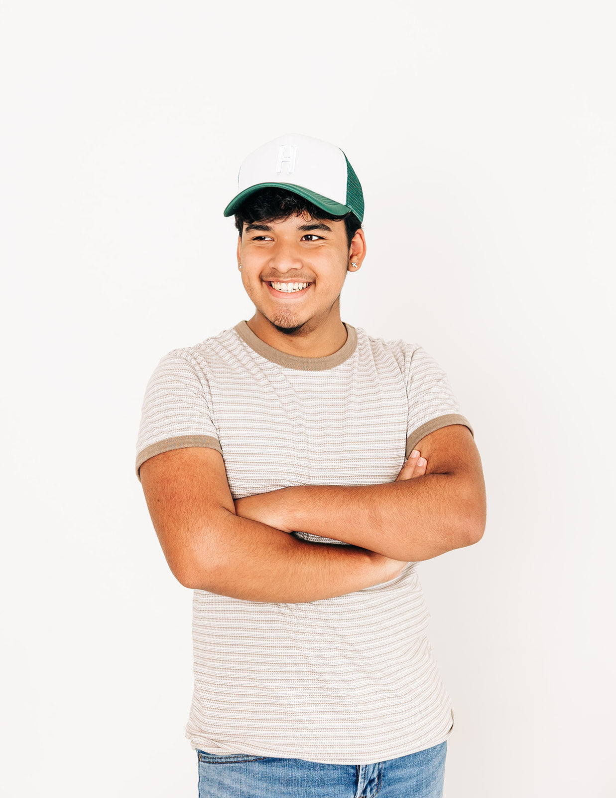 Dark Green & White Letter Trucker Hat - BIG FRENCHIES