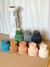 Ribbed Pedestal Candle for Minimalist Home Décor