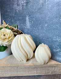 Ribbed Twirl Candle - Handcrafted Soy Wax Decorative Accent