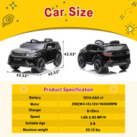 12V Electric Ride-On Car for Kids with Remote Control, Battery Powered Toy Vehicle