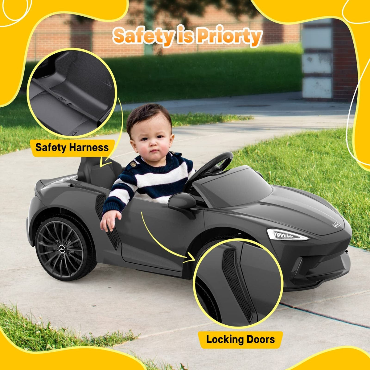 12V Licensed McLaren Battery-Powered Kids Ride-On Sports Car with 2 Speeds