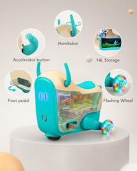 2-in-1 Electric Ride-On Car with Storage for Kids Ages 4-8, Blue