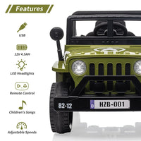 12V Electric Ride-On Truck with Remote Control, LED Lights, and Music