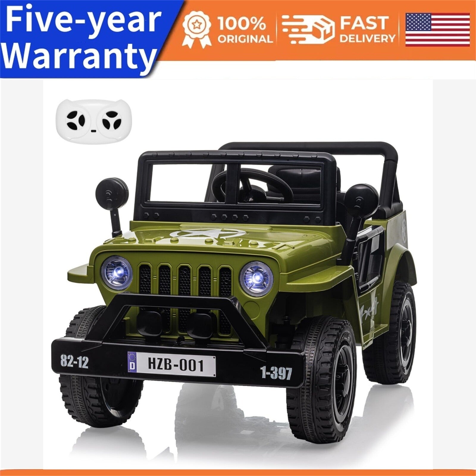 12V Electric Ride-On Truck with Remote Control, LED Lights, and Music