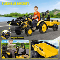 24V Electric Ride-On Tractor with Excavator, Trailer, and Digger Attachments - BIG FRENCHIES