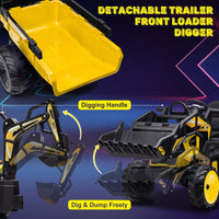 24V Electric Ride-On Tractor with Excavator, Trailer, and Digger Attachments - BIG FRENCHIES