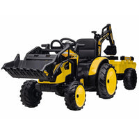 24V Electric Ride-On Tractor with Excavator, Trailer, and Digger Attachments - BIG FRENCHIES