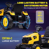 24V Electric Ride-On Tractor with Excavator, Trailer, and Digger Attachments - BIG FRENCHIES
