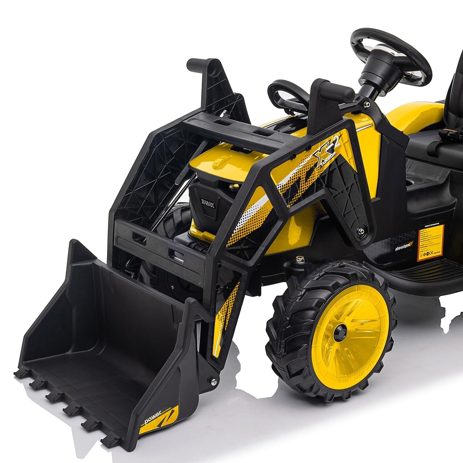 24V Electric Ride-On Tractor with Excavator, Trailer, and Digger Attachments - BIG FRENCHIES
