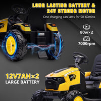 24V Electric Ride-On Tractor with Excavator, Trailer, and Digger Attachments - BIG FRENCHIES