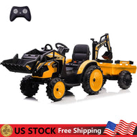 24V Electric Ride-On Tractor with Excavator, Trailer, and Digger Attachments - BIG FRENCHIES