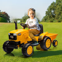 Electric Battery-Powered Ride-On Tractor and Excavator with Trailer for Kids Age 5 and Up