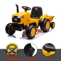 Electric Battery-Powered Ride-On Tractor and Excavator with Trailer for Kids Age 5 and Up