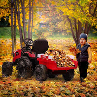24V Electric Ride-On Tractor for Kids with Trailer, Excavator, and Bulldozer Attachments
